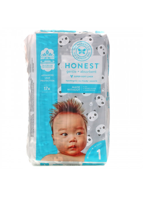 The Honest Company, Honest Diapers, Size 1, 8-14 Pounds, Pandas, 35 Diapers