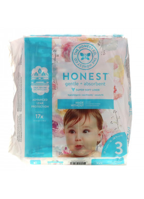 The Honest Company, Honest Diapers, Size 3, 16-28 Pounds, Rose Blossom, 27 Diapers