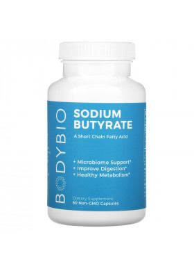 BodyBio, Sodium Butyrate, 60 Non-GMO Capsules