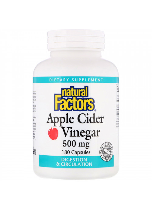 Natural Factors, Apple Cider Vinegar, 500 mg, 180 Capsules