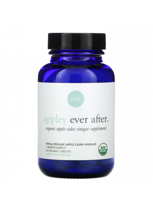 Ora, Appley Ever After, Organic Apple Cider Vinegar Supplement, 500 mg , 60 Organic Tablets