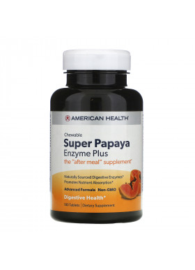 American Health, Super Papaya Enzyme Plus, 180 Chewable Tablets