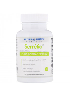 Arthur Andrew Medical, Serretia, Pure Serrapeptase, 500 mg, 30 Capsules