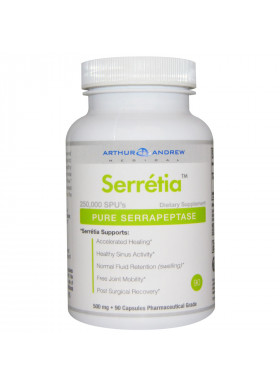 Arthur Andrew Medical, Serretia, Pure Serrapeptase, 500 mg, 90 Capsules