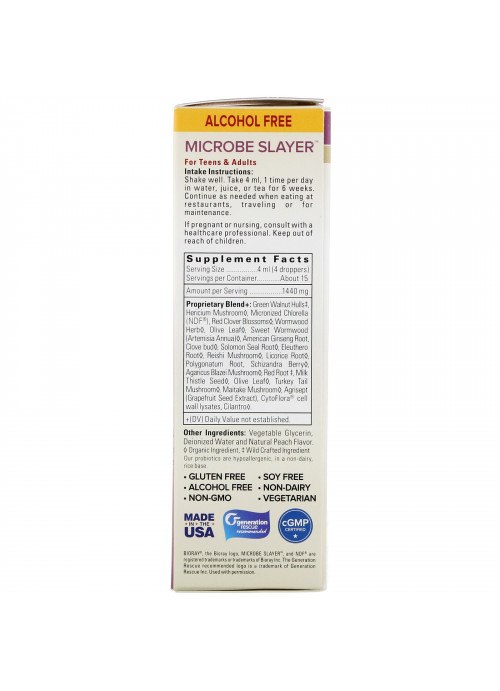 Bioray, Microbe Slayer, Microorganism Detox, Alcohol Free, 2 fl oz (60 ml)