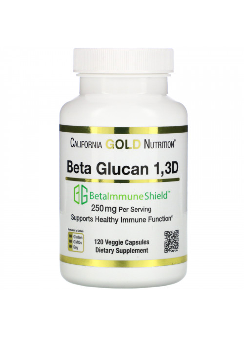 California Gold Nutrition, Beta Glucan 1-3D with Beta-ImmuneShield, 125 mg, 120 Veggie Capsules