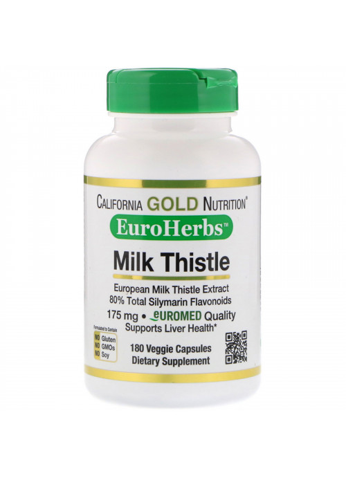 California Gold Nutrition, Milk Thistle Extract, 80% Silymarin, EuroHerbs, Clinical Strength, 180 Veggie Capsules