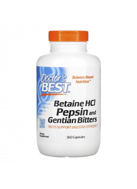 Doctor's Best, Betaine HCL, Pepsin and Gentian Bitters, 360 Capsules