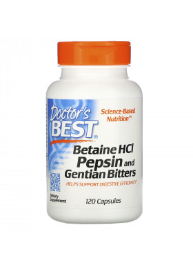 Doctor's Best, Betaine HCL Pepsin & Gentian Bitters, 120 Capsules