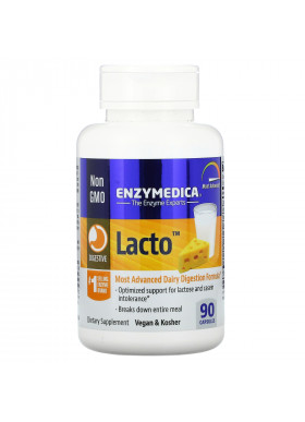 Enzymedica, Lacto, Most Advanced Dairy Digestion Formula, 90 Capsules