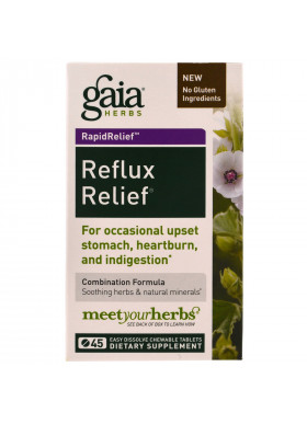 Gaia Herbs, Reflux Relief, 45 Easy Dissolve Chewable Tablets