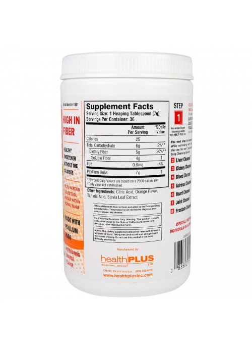 Health Plus, Colon Cleanse, Sweetened with Stevia, Refreshing Orange Flavor, 9 oz (255 g)