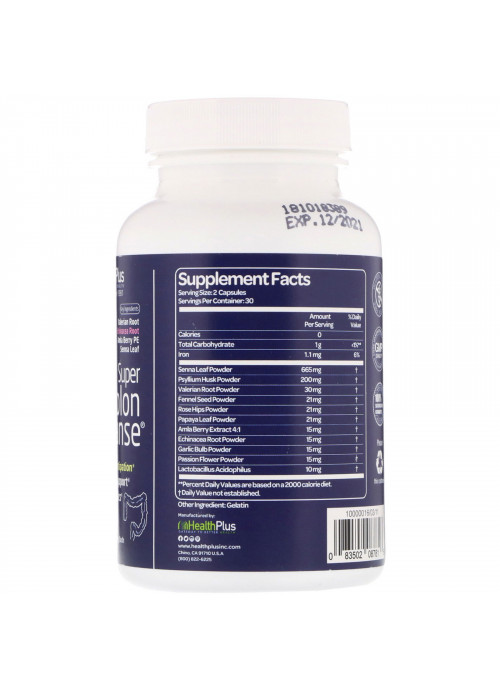 Health Plus, Super Colon Cleanse, Night, 515 mg, 60 Capsules