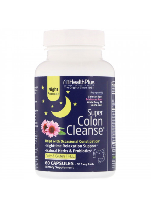 Health Plus, Super Colon Cleanse, Night, 515 mg, 60 Capsules