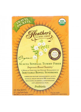 Heather's Tummy Care, Organic Acacia Senegal Tummy Fiber, 25 Stick Packs, 2.5 g Each