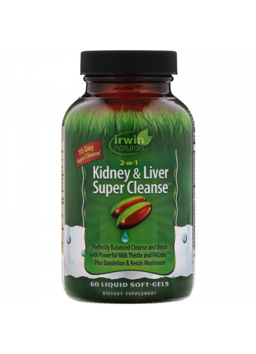 Irwin Naturals, 2 in 1 Kidney & Liver Super Cleanse, 60 Liquid Soft-Gels