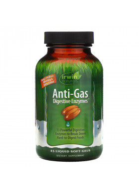 Irwin Naturals, Anti-Gas Digestive Enzymes, 45 Liquid Soft-Gels