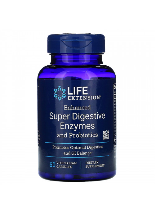 Life Extension, Enhanced Super Digestive Enzymes and Probiotics, 60 Vegetarian Capsules