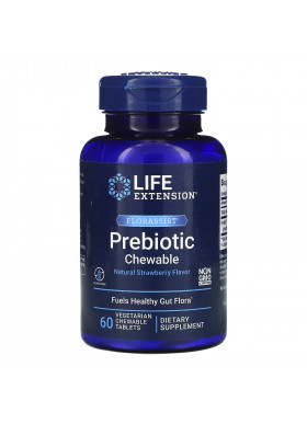 Life Extension, FLORASSIST Prebiotic Chewable, Natural Strawberry Flavor, 60 Chewable Tablets