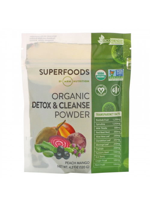 MRM, Organic Detox & Cleanse Powder, Peach Mango, 4.2 oz (120 g)