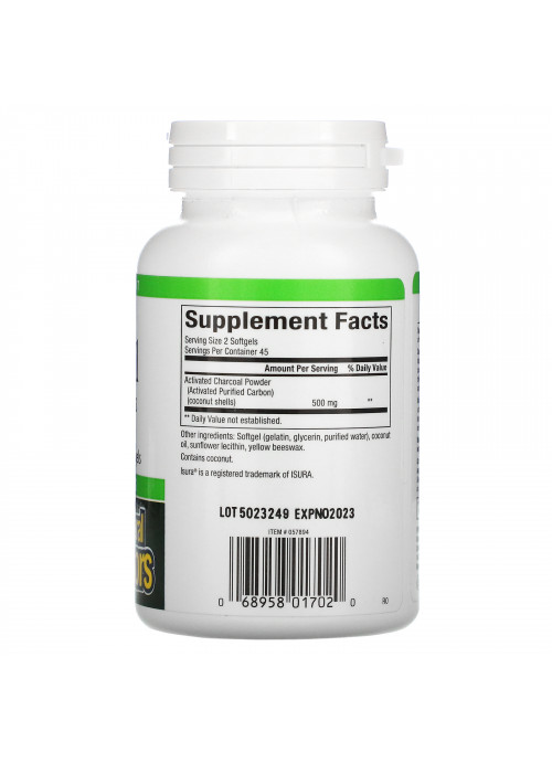 Natural Factors, Activated Charcoal, 500 mg, 90 Softgels