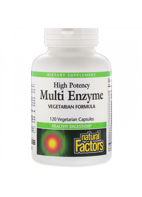 Natural Factors, High Potency, Multi Enzyme, 120 Vegetarian Capsules