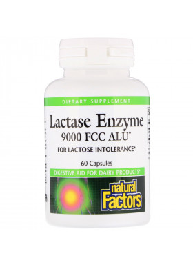 Natural Factors, Lactase Enzyme, 9000 FCC ALU, 60 Capsules