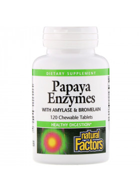 Natural Factors, Papaya Enzymes with Amylase & Bromelain, 120 Chewable Tablets