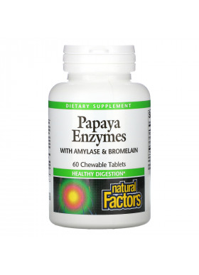 Natural Factors, Papaya Enzymes with Amylase & Bromelain, 60 Chewable Tablets