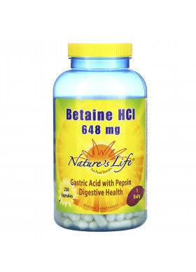 Nature's Life, Betaine HCL, 648 mg, 250 Capsules