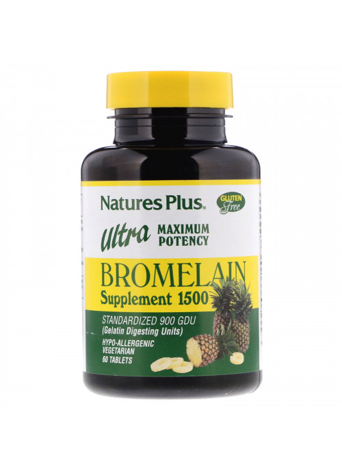 Nature's Plus, Bromelain Supplement 1500, Ultra Maximum Potency, 60 Tablets