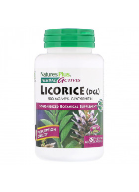 Nature's Plus, Herbal Actives, Licorice (DGL), 500 mg, 60 Vegetarian Capsules