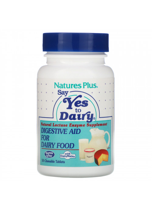 Nature's Plus, Say Yes to Dairy, Digestive Aid For Dairy Food, 50 Chewable Tablets