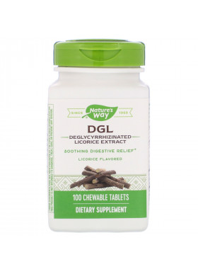 Nature's Way, DGL, Deglycyrrhizinated Licorice Extract, Licorice Flavored, 100 Chewable Tablets