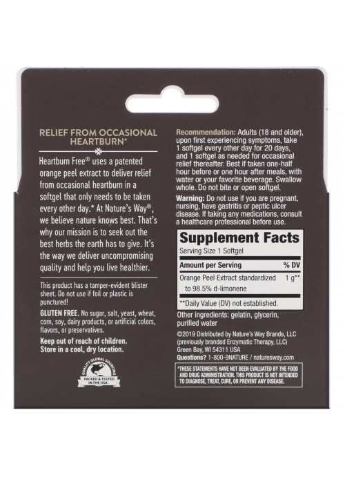 Nature's Way, HEARTBURN FREE!, 1,000 mg, 10 Softgels