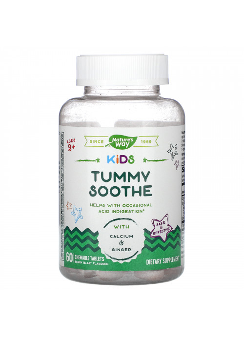 Nature's Way, Kids, Tummy Soothe, Ages 2+, Berry Blast, 60 Chewable Tablets