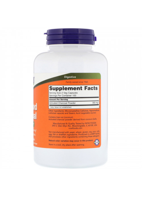 Now Foods, Activated Charcoal, 200 Veg Capsules
