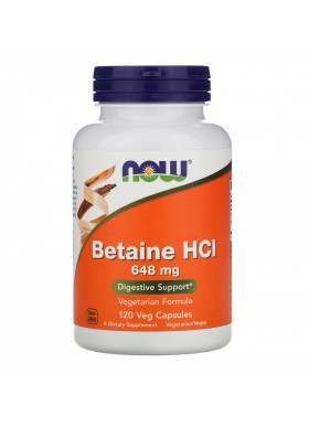 Now Foods, Betaine HCL, 648 mg, 120 Veg Capsules