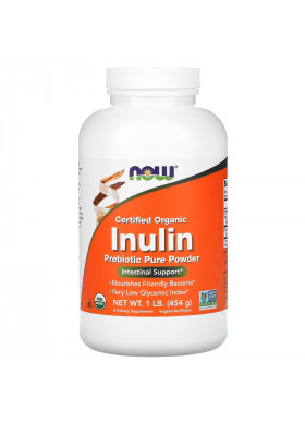 Now Foods, Certified Organic Inulin, Prebiotic Pure Powder, 1 lb (454 g)