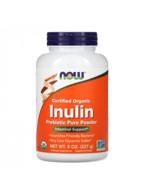 Now Foods, Certified Organic Inulin, Prebiotic Pure Powder, 8 oz (227 g)