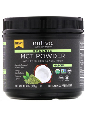 Nutiva, Organic MCT Powder, Matcha, 10.6 oz (300 g)