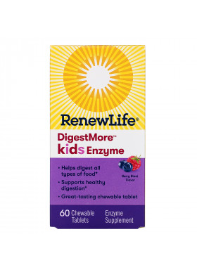 Renew Life, DigestMore Kids Enzyme, Berry Blast Flavor, 60 Chewable Tablets