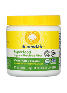 Renew Life, Superfood Organic Prebiotic Fiber, Refreshing Citrus, 3.98 oz (113 g)