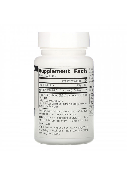 Source Naturals, Bromelain 2,000 GDU/g, 500 mg, 60 Tablets