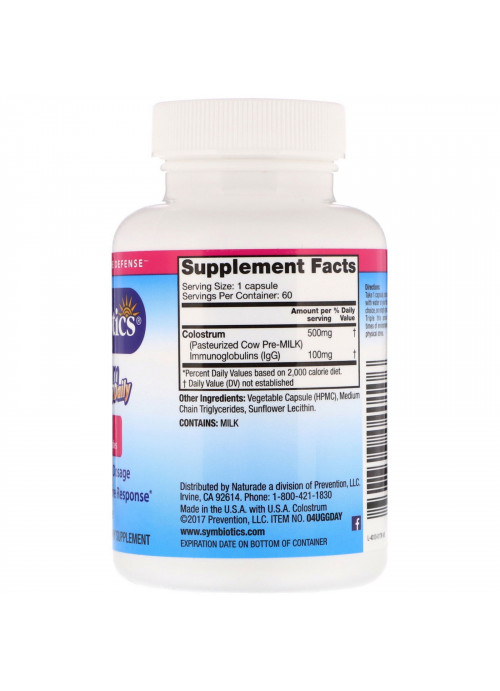 Symbiotics, Colostrum One Daily, 500 mg, 60 Veg Capsules