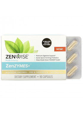 Zenwise Health, ZenZYMES+, Digestive Enzymes + Pre & Probiotics + Botanicals, 90 Capsules