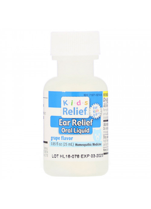 Homeolab USA, Kids Relief, Ear Relief Oral Liquid, For Kids 0-9 Yrs, Grape Flavor, 0.85 fl oz (25 ml)