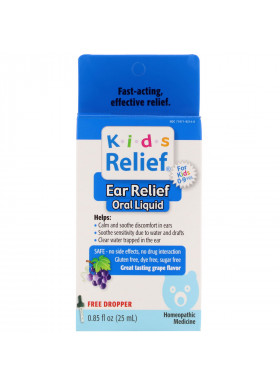 Homeolab USA, Kids Relief, Ear Relief Oral Liquid, For Kids 0-9 Yrs, Grape Flavor, 0.85 fl oz (25 ml)