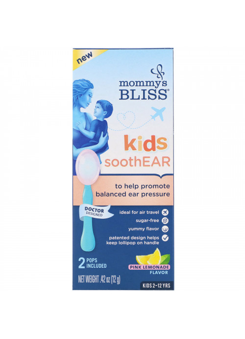 Mommy's Bliss, Kids, SoothEAR, Pink Lemonade, 2 Pops