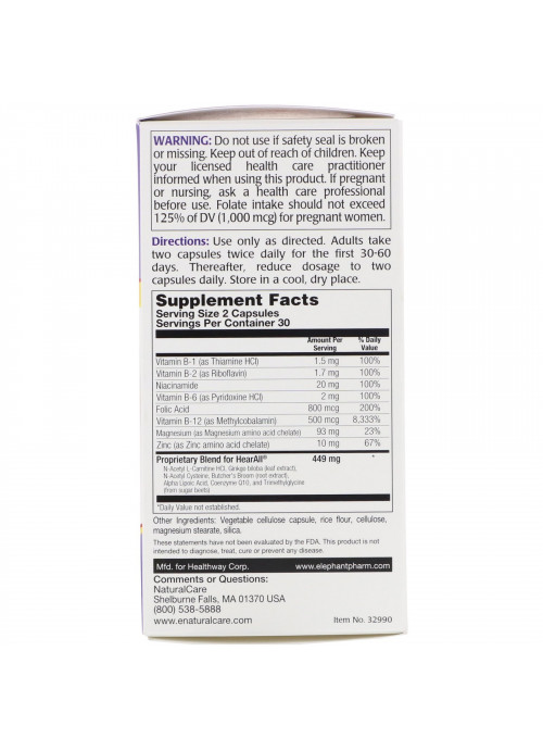 NaturalCare, HearAll, Healthy Hearing Support Formula, 60 Capsules